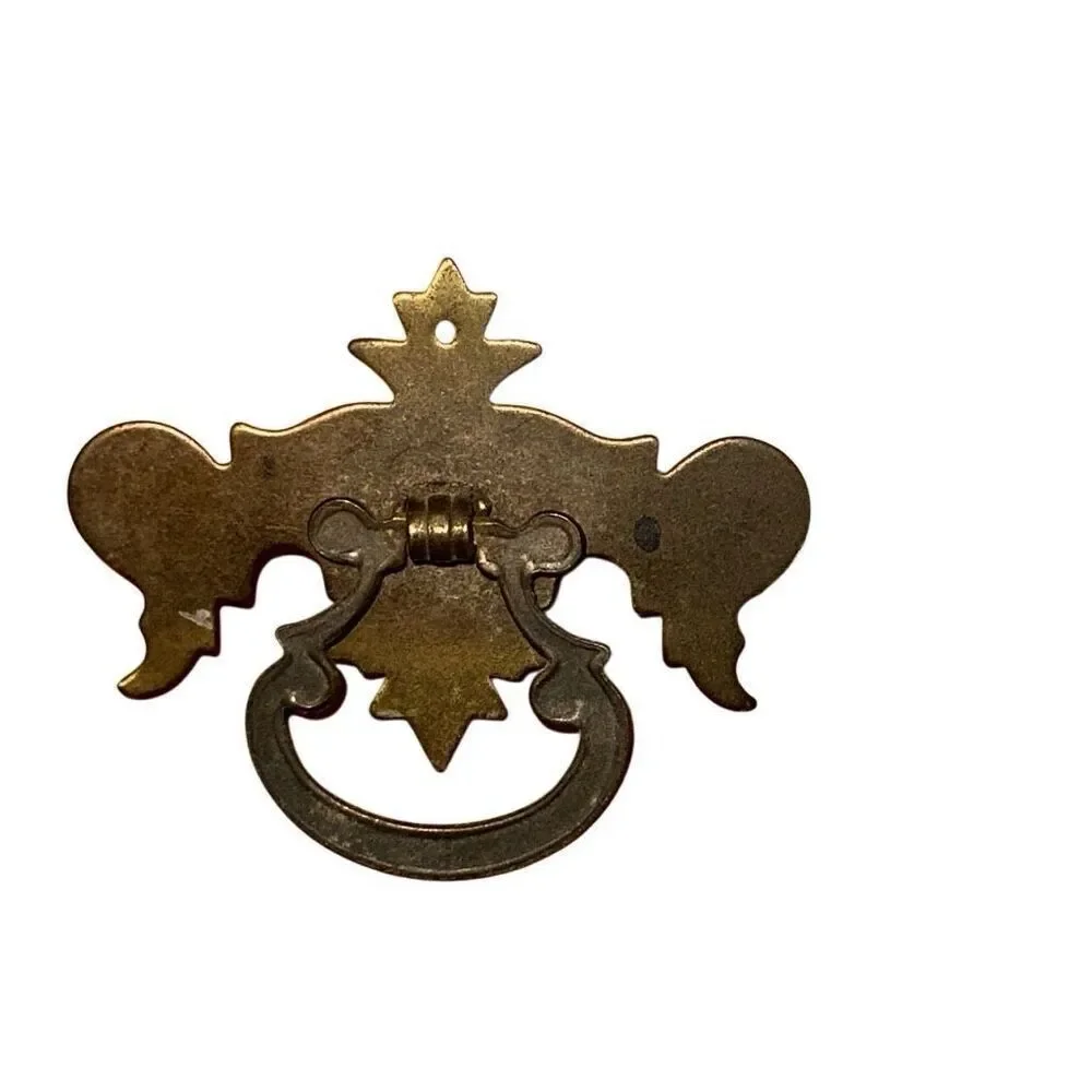 Vintage drawer pulls metal scroll work latch knocker Set of 4